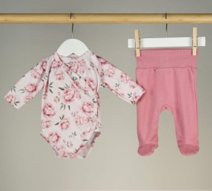 Komplet niemowlęcy - Peony (body + półspiochy) 